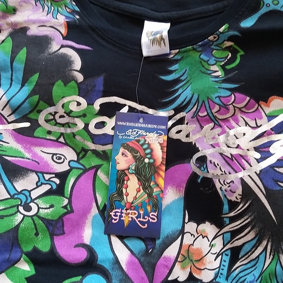 NEW Ed. Hardy Koi Fish Kids T Shirt - Size XL BLK, SILVER, MULTI - Picture 3 of 11